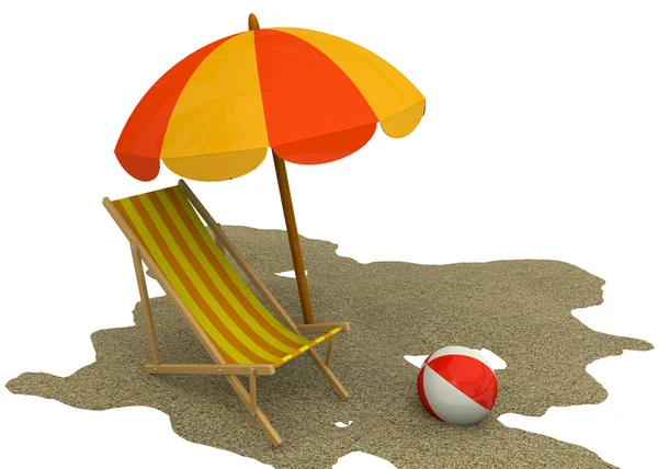 Summer on the Beach - 3D — Stock Photo, Image