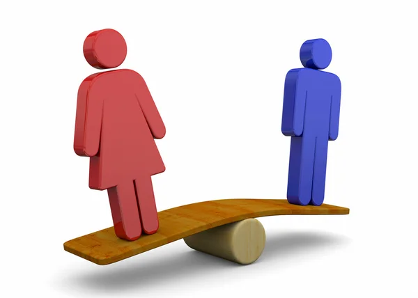 Концепция равенства мужчин и женщин - 3D — стоковое фото
