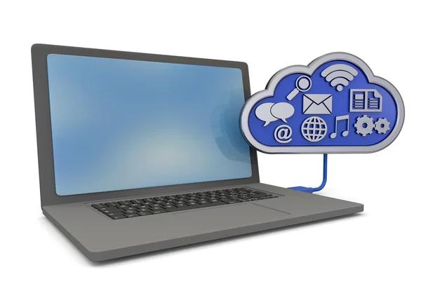 Computer- en Cloud - 3d — Stockfoto