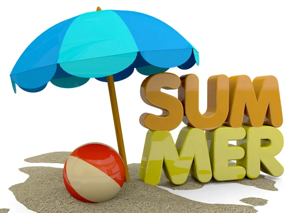 Zomer op het strand - 3D — Stockfoto