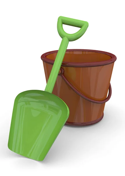 BUCKET Y SHOVEL -3D —  Fotos de Stock