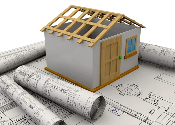 Planning huis Concept - 3d — Stockfoto