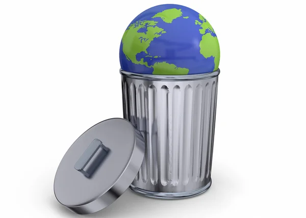 World in Recycle Bin - 3d — Fotografie, imagine de stoc