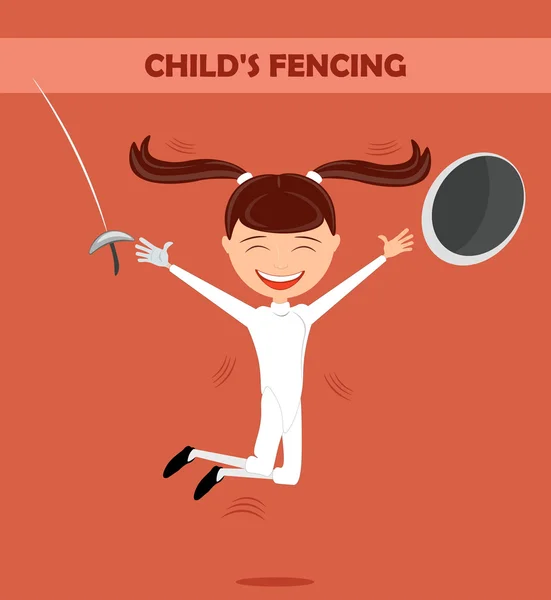 儿童击剑，卡通插图，击剑的孩子 免版税图库矢量图片