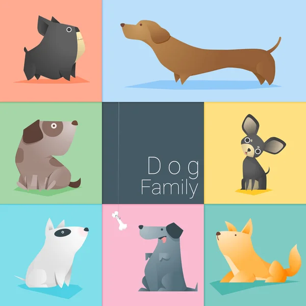 Set Hundefamilie, Vektor, Illustration — Stockvektor