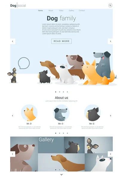 Animal Website Template Banner und Infografik mit Hund 2, Vektor, Illustration — Stockvektor