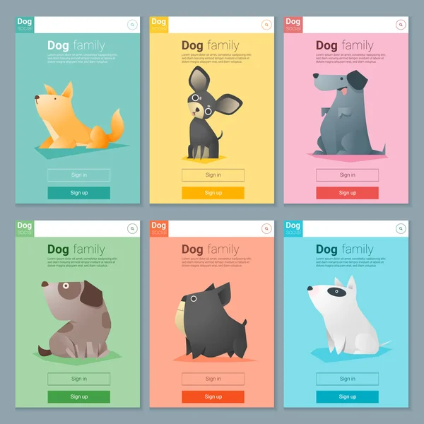 Banner animal com cão para web design 3, vetor, ilustração —  Vetores de Stock