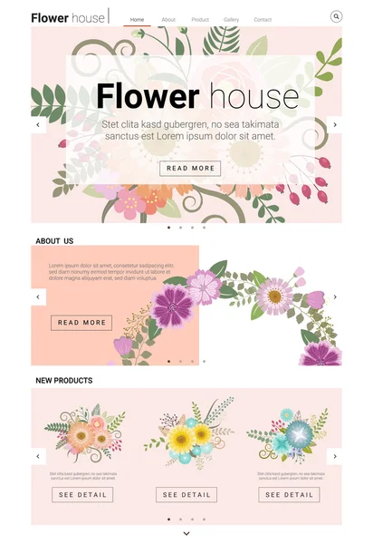 Florales Website-Template Banner und Infografik, Vektor, Illustration — Stockvektor
