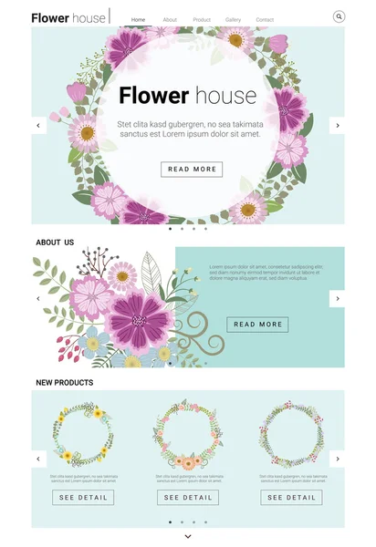 花のウェブサイト テンプレート バナーとインフォ グラフィック 3, ベクトル, イラスト — ストックベクタ