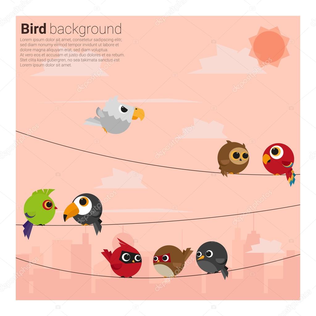 birds on wires background , vector, illustration