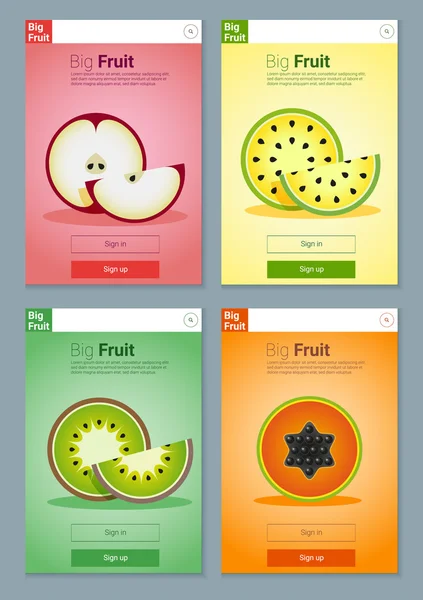 Kolorowe owoce transparent wektor, projektowaniem aplikacji, ilustracja — Wektor stockowy