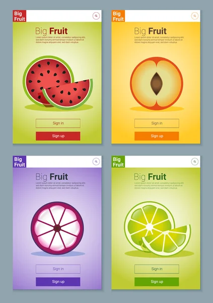 Kolorowe owoce transparent wektor, projektowaniem aplikacji, ilustracja — Wektor stockowy