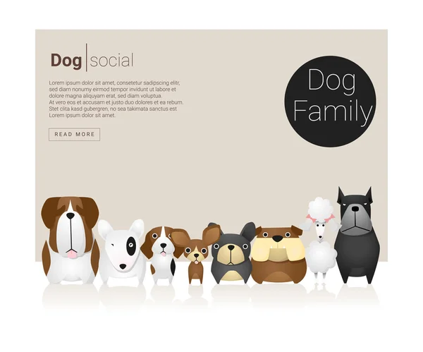 Tierbanner mit Hunden für Webdesign, Vektor, Illustration — Stockvektor