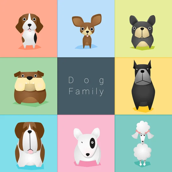 Set di famiglia di cani, vettore, illustrazione — Vettoriale Stock