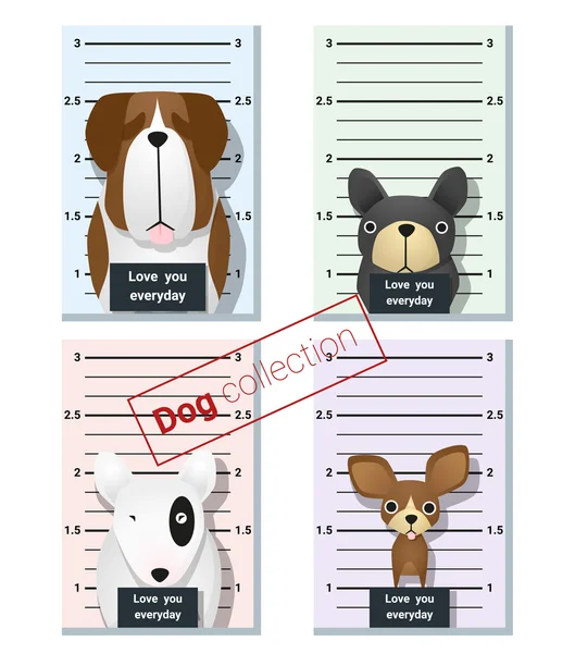 Mugshot von niedlichen Hunden mit einem Banner, Vektor, Illustration — Stockvektor