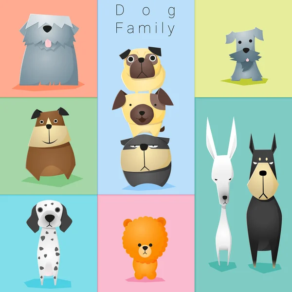 Sada psí rodiny, vektor, ilustrace — Stockový vektor