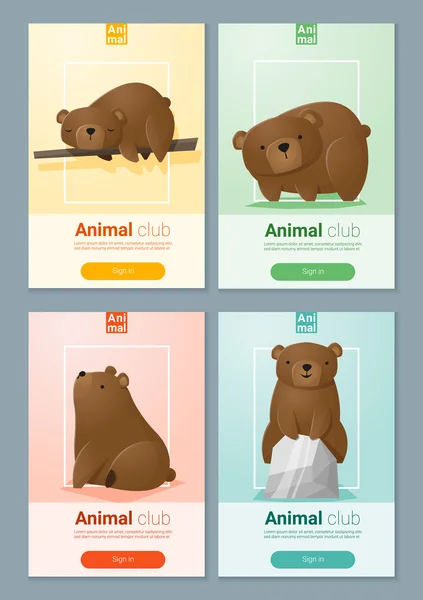 Banner animal com ursos para web design, vetor, ilustração —  Vetores de Stock