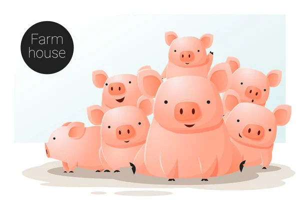 Banner per animali con maiali per web design, vettoriale, illustrazione — Vettoriale Stock