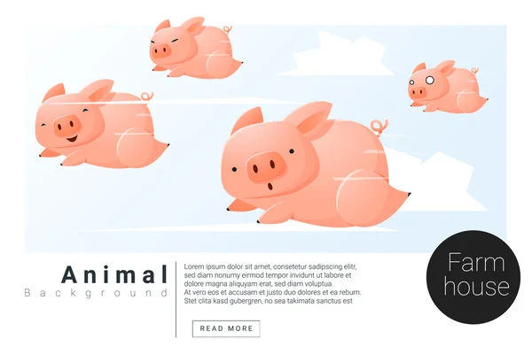 Dierlijke banner met varkens voor webdesign, vector, illustratie — Stockvector