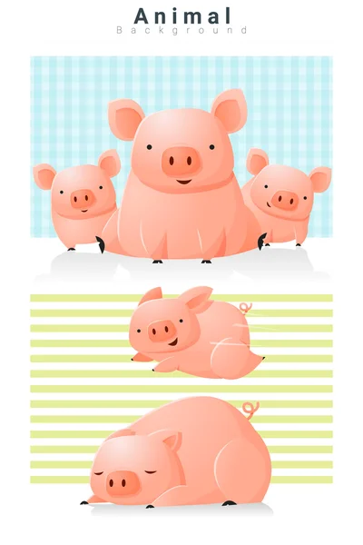 Dieren achtergrond met varkens, vector illustratie — Stockvector