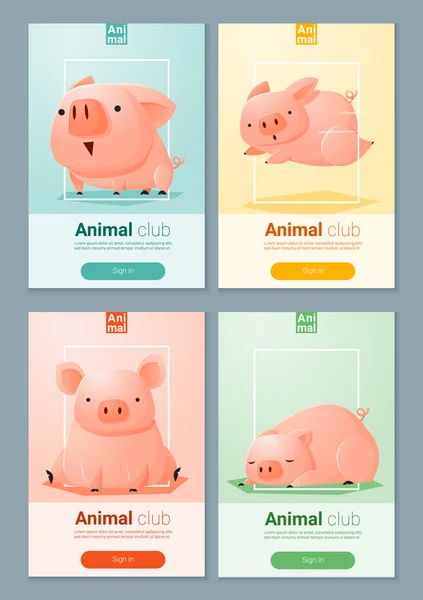 Dierlijke banner met varkens voor webdesign, vector, illustratie — Stockvector