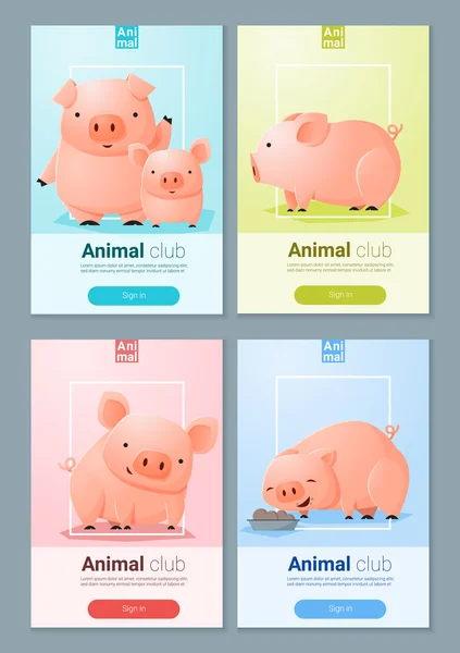 Dierlijke banner met varkens voor webdesign, vector, illustratie — Stockvector