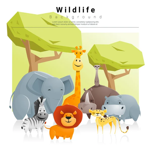 Fundo animal selvagem, vetor, ilustração —  Vetores de Stock
