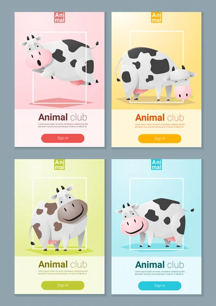 Web tasarım, vektör, illüstrasyon inek ile hayvan başlık — Stok Vektör