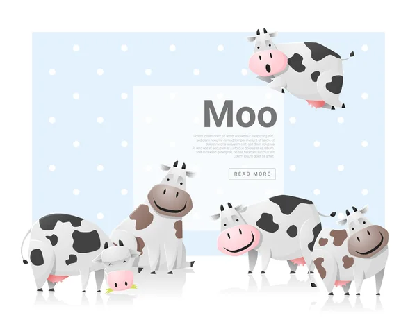 Dieren achtergrond met koeien, vector illustratie — Stockvector