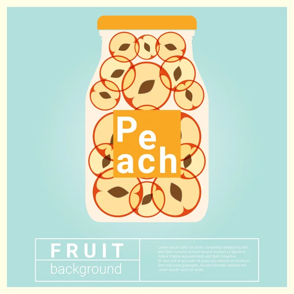 Receta de frutas de agua infundida con melocotón, vector, ilustración — Vector de stock