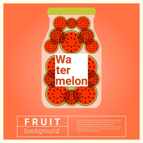 Receta de frutas de agua infundida con sandía, vector, ilustración — Vector de stock