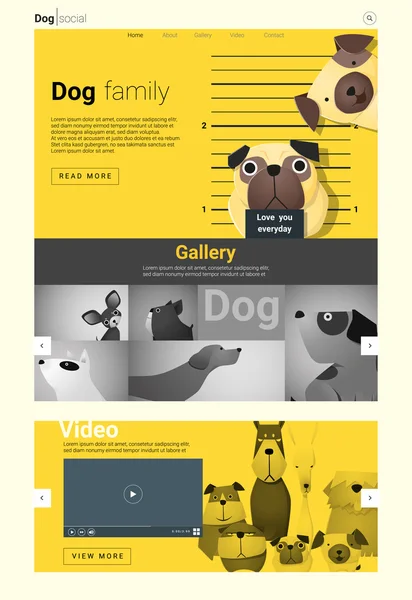 Tier Website Vorlage Banner und Infografik mit Hund, Vektor, Illustration — Stockvektor