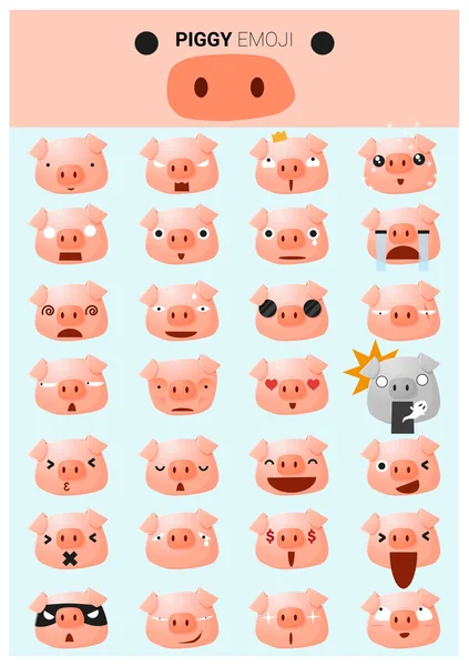 Piggy emoji ikon, vektor, ilustrasi - Stok Vektor