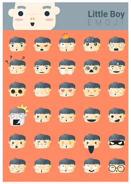 Emoji-Symbole für kleine Jungen, Vektor, Illustration — Stockvektor