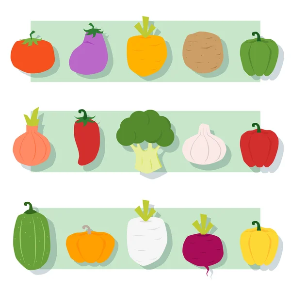 Ensemble de légumes Alimentation saine, vecteur, illustration — Image vectorielle