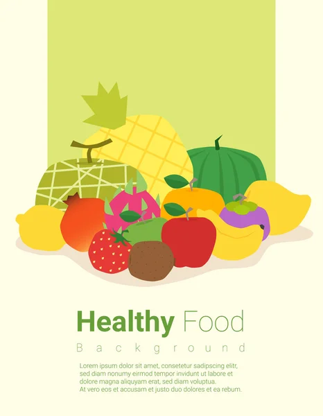Здоровий харчовий фон з фруктами, вектор, ілюстрація — стоковий вектор