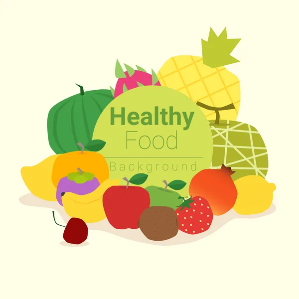 Healthy food background with fruits , vector, illustration — Stock Vector