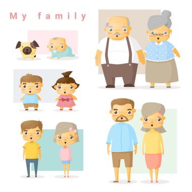 Dizi büyük bir aile, vektör, illüstrasyon