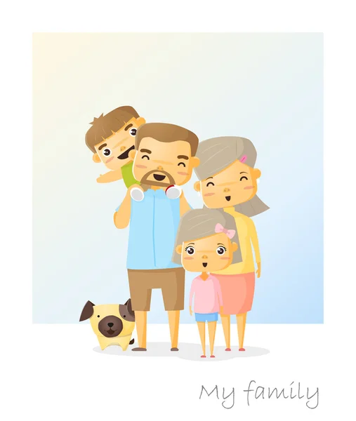 Schattig familieportret gelukkig familieachtergrond, vector illustratie — Stockvector