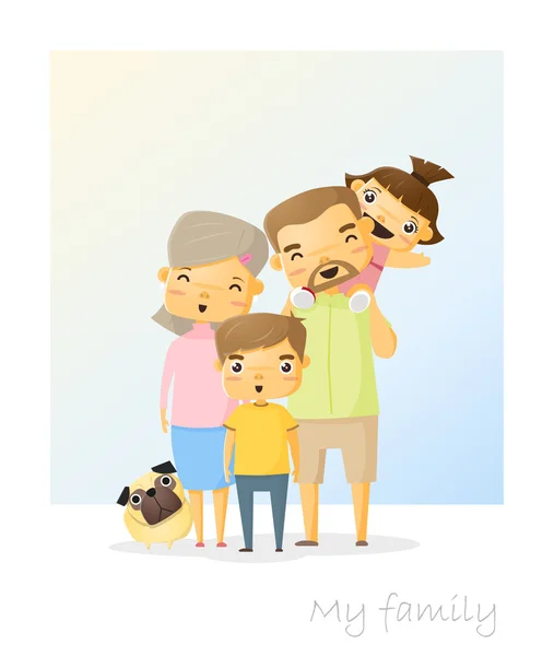Schattig familieportret gelukkig familieachtergrond, vector illustratie — Stockvector
