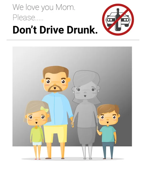 Campagne familiale maman ne conduit pas ivre, vecteur, illustration — Image vectorielle