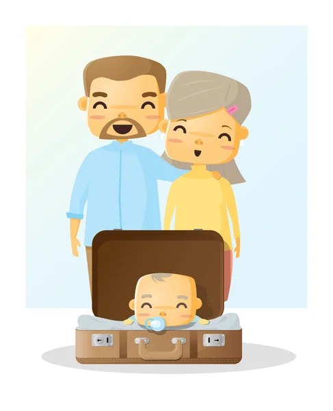 Niedlich Familienporträt glücklich Familie Hintergrund, Vektor, Illustration — Stockvektor