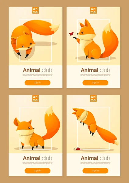 Banner de animales con zorros para diseño web, vector, ilustración — Vector de stock