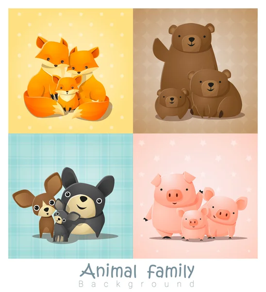 Conjunto de lindo animal familia retrato, vector, ilustración — Archivo Imágenes Vectoriales