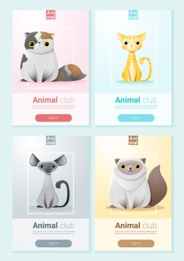 Web tasarım, vektör, illüstrasyon için Cats ile hayvan başlık