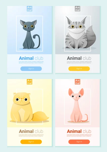 网页设计、 矢量、 插图与猫的动物旗帜 — 图库矢量图片