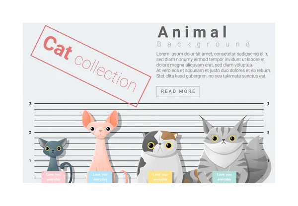 可爱动物家庭背景与猫、 矢量、 插图 — 图库矢量图片