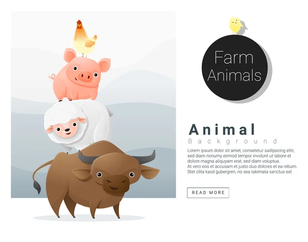 Animales de granja fondo, vector, ilustración — Vector de stock