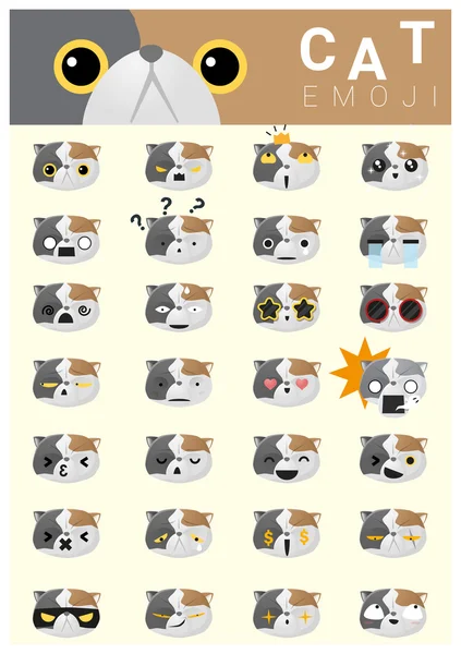 Katzen-Emoji-Symbole, Vektor, Illustration — Stockvektor