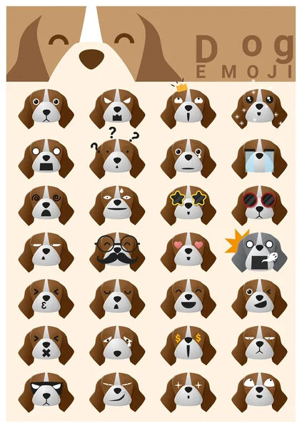 Hund-Emoji-Symbole, Vektor, Illustration — Stockvektor